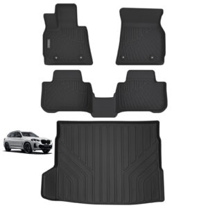 JIYOUKL Floor Mats & Cargo Liners Compatible For 2025 BMW X3 All Weather 2 Row Floor Liners And Trunk Mat Mats Accessories-Black