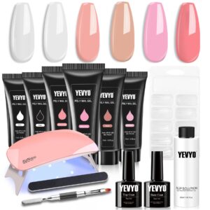 Poly Gel Nail Kit Poly Nail Gel Kit With UV Lamp For Beginners With Anything With Gel Extension Nail Kit With Slip Solution