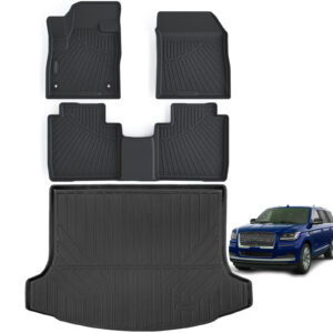 Floor Mats & Cargo Liners Compatible For 2024 2025 Lincoln Nautilus TPE All Weather 2 Row Floor Liners And Trunk Mat Mats Accessories-Black