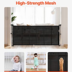 Retractable Baby Gate 34.2in Tall Extend To 70.87in Wide For Kids Or Pets Black